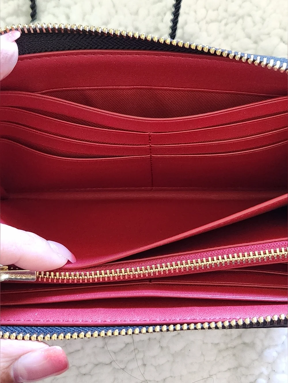 Coach Black Pebbled Leather Wallet/Wristlet with Brown Strap